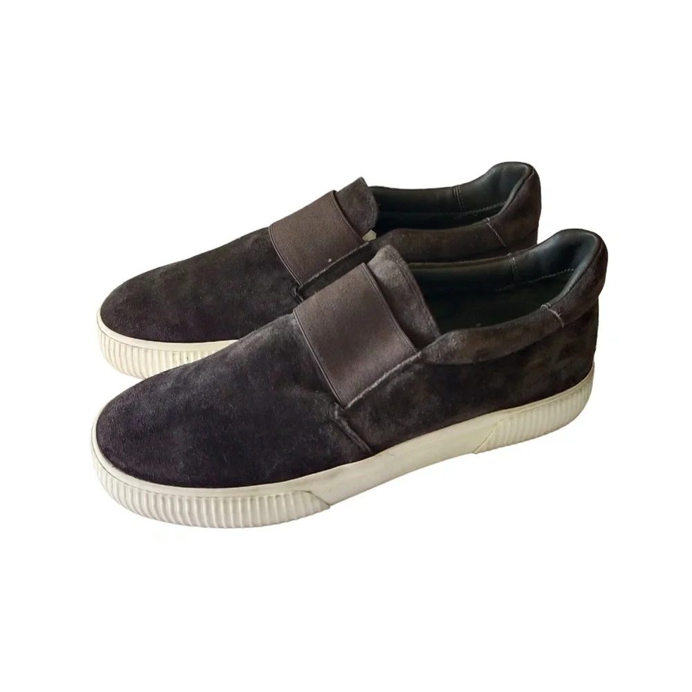 VINCE Kirkland Sneakers Pewter Slip-on Platform Elastic‎ Goring Rubber Sole 8.5